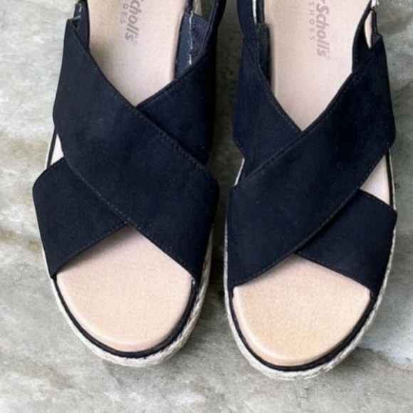 Dr. Scholls “Ember” Cross Strap Espadrille Wedge Sandal in Black Size 6 - Picture 7 of 11